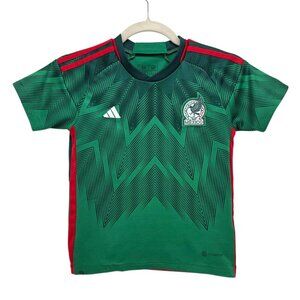 ADIDAS Boys 20 Jersey Messi #12 Mexico Soccer Futbol Slim Fit Green Red Logo